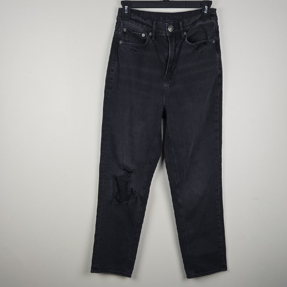 American Eagle Outfitters Black Distressed Ankle Jeans‎